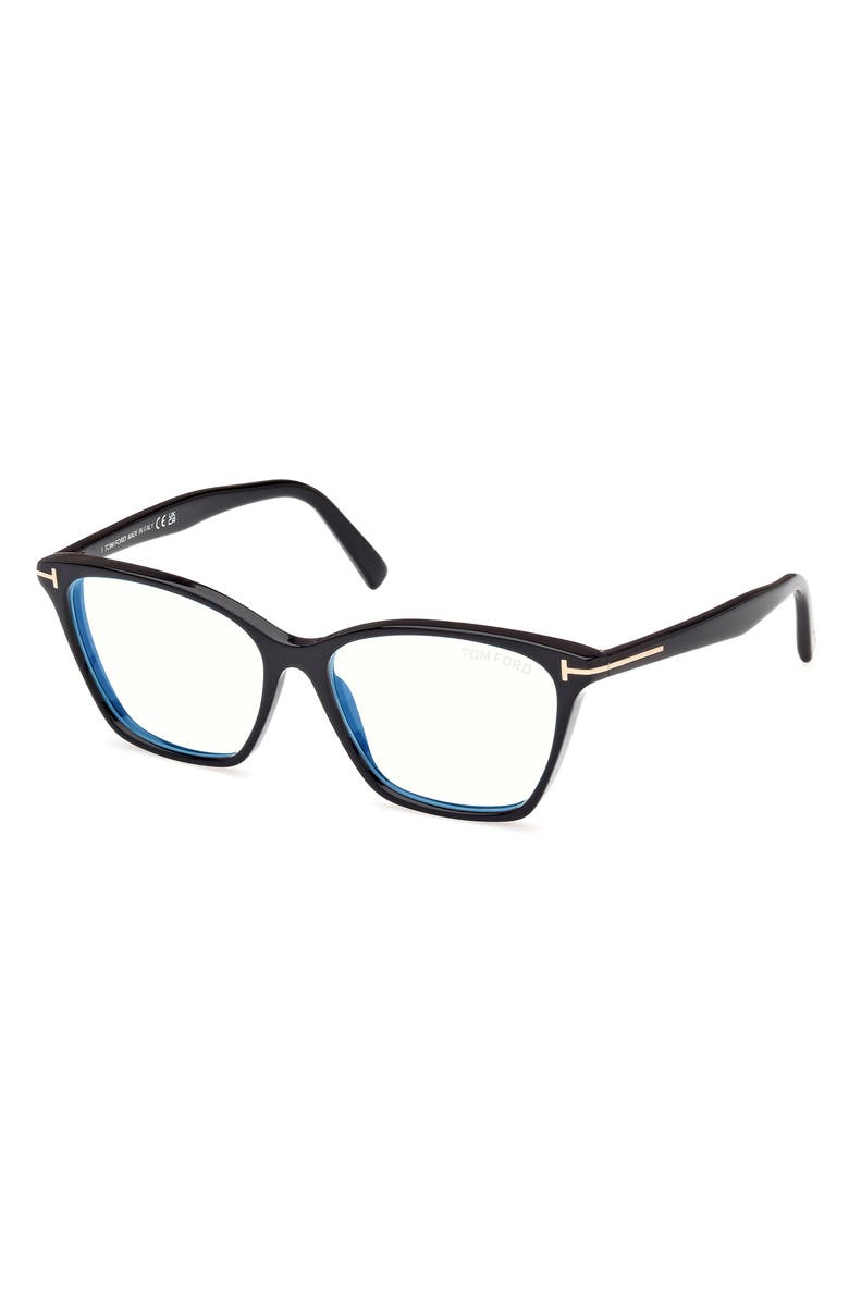 TOM FORD 56mm Cat Eye Blue Light Blocking Optical Glasses, Alternate, color,