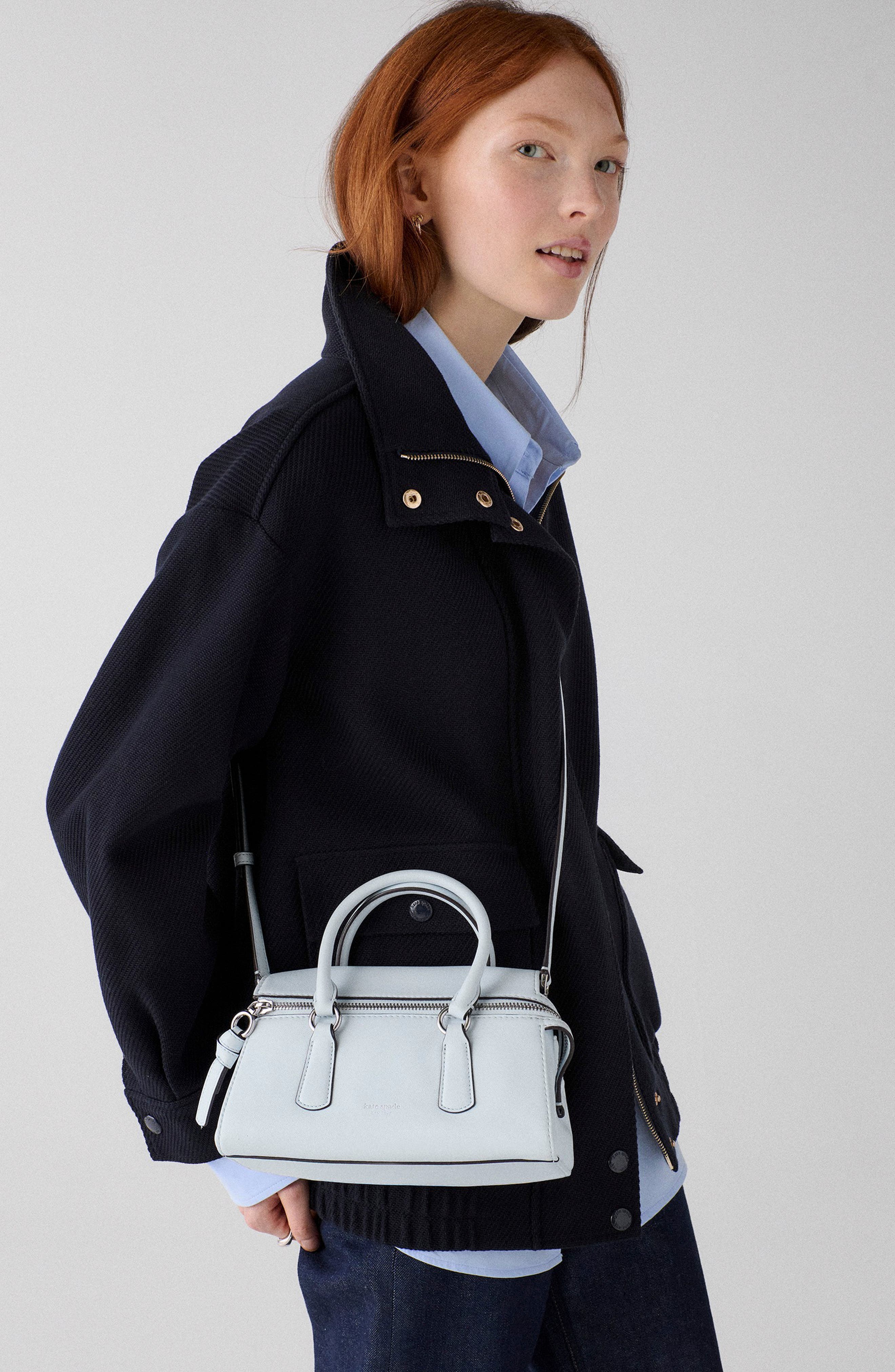 bond smooth leather mini handbag, Alternate, color, PALE SAPPHIRINE