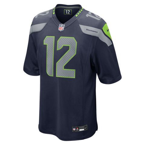Men's Nike 12s  College Navy Seattle Seahawks Team Game Jersey