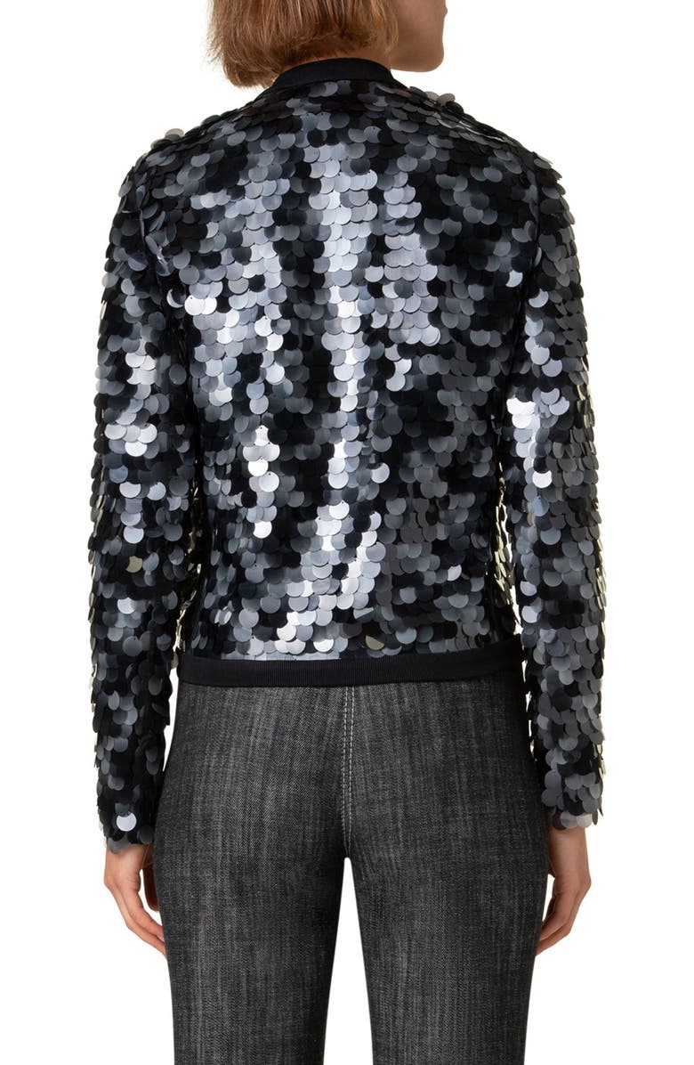 Akris punto Dot Paillette Bomber Jacket, Alternate, color, Black