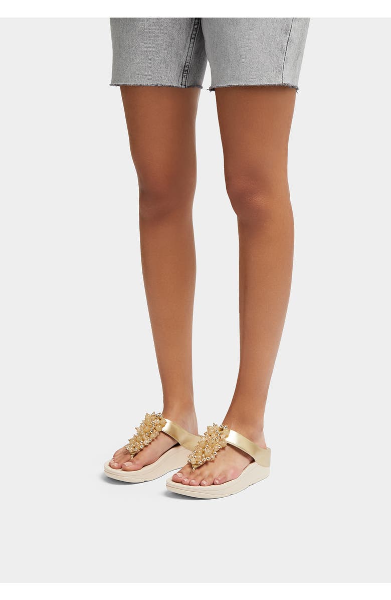 FitFlop Fino Bauble-bead toe-post sandals, Alternate, color, Platino