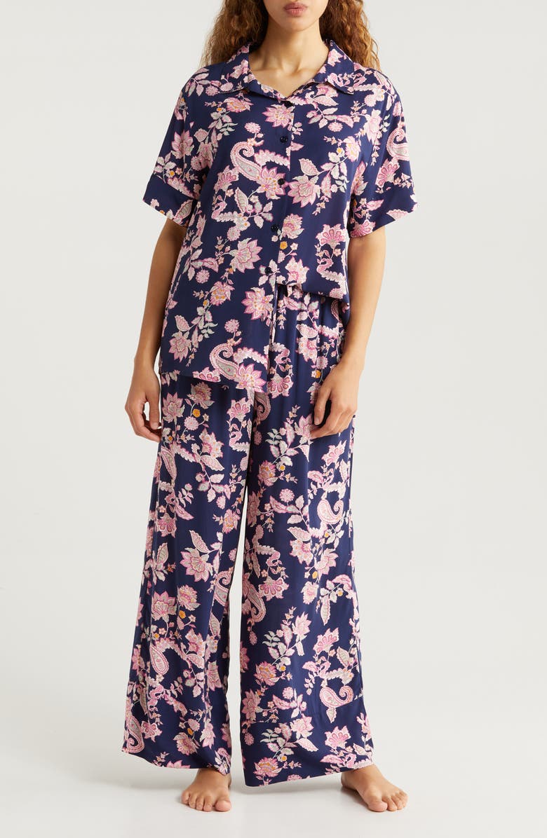 Papinelle Abigail Paisley Wide Leg Pajamas, Main, color, 