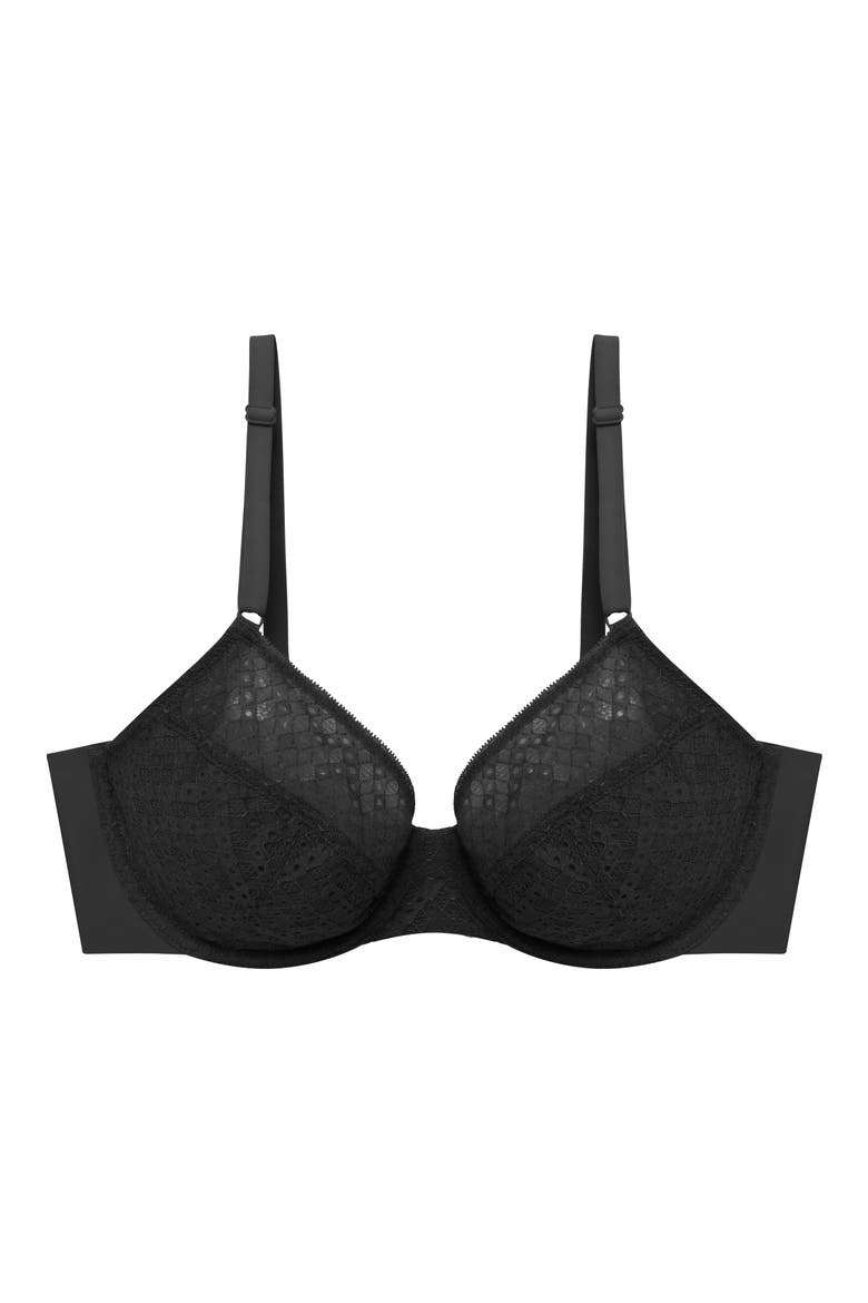 Harmony Smooth Back Lace T-Shirt Bra, Alternate, color, BLACK