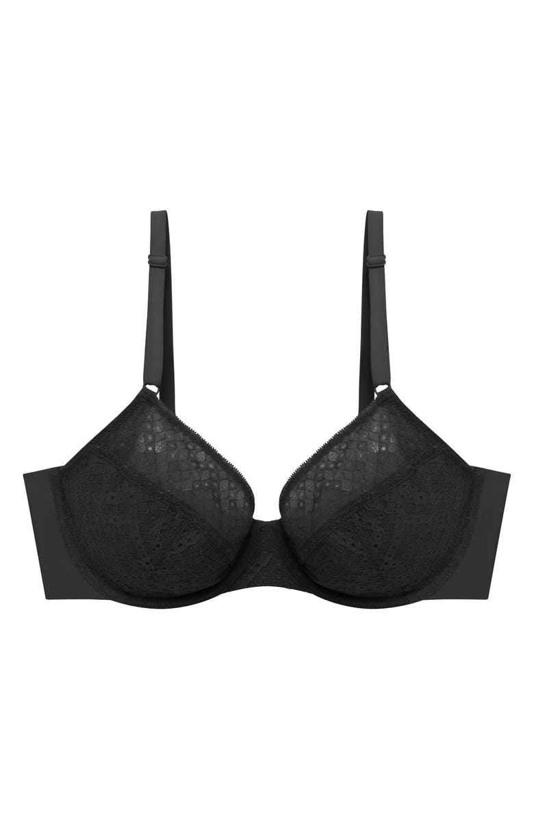 Natori Harmony Smooth Back Lace T-Shirt Bra, Alternate, color, Black