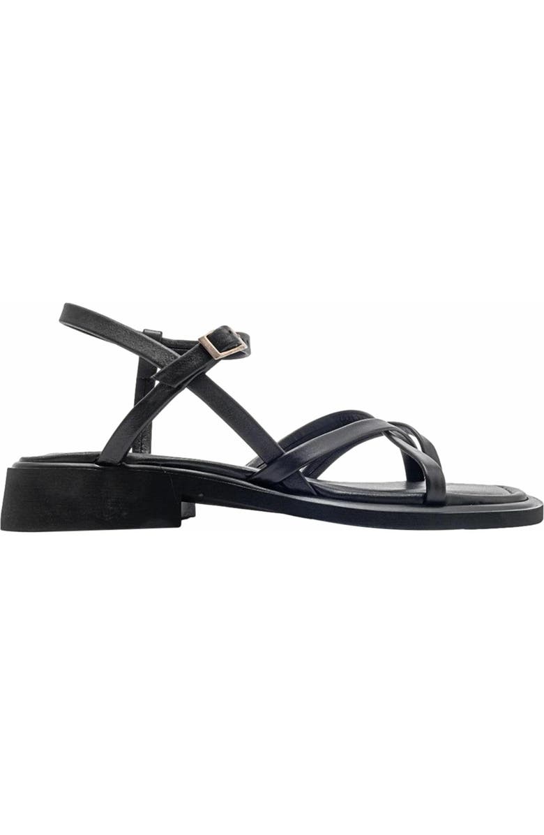 Forever & Always Shoes Antas Strappy Leather Flat Sandals, Alternate, color, Black Leather