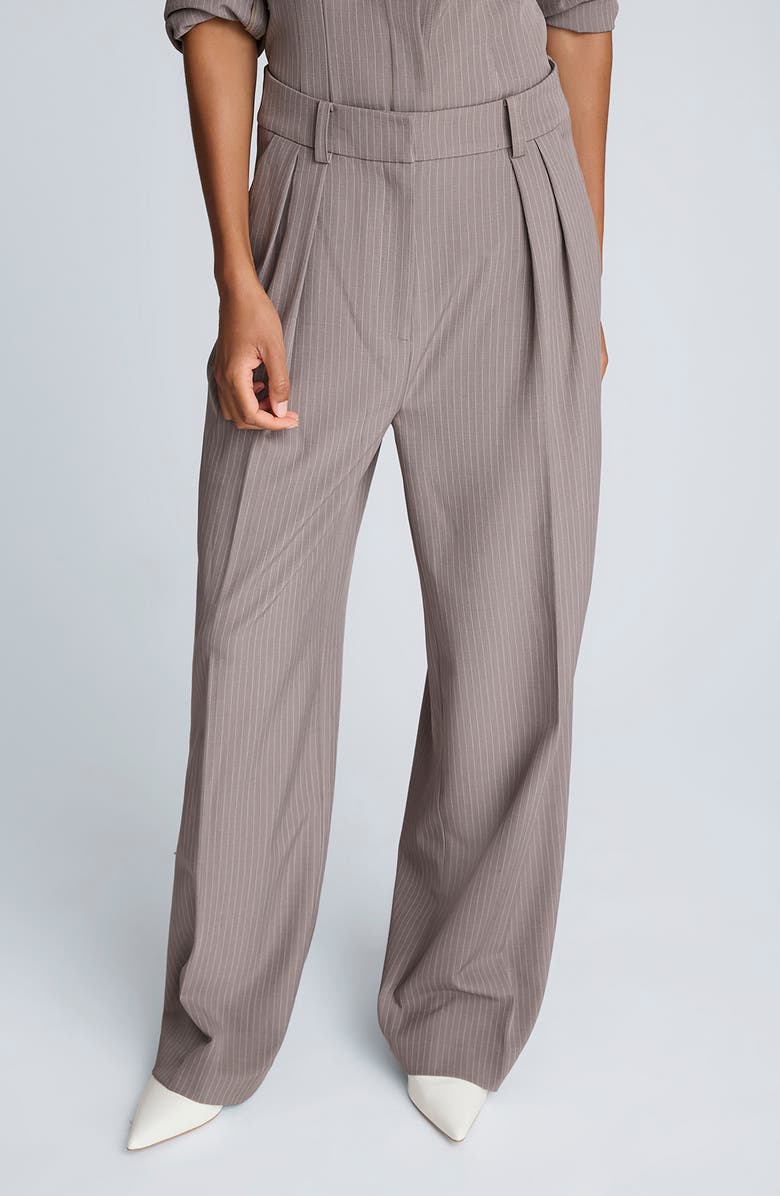 Kenneth Cole Pinstripe Pants, Main, color, Brown Sugar Heather