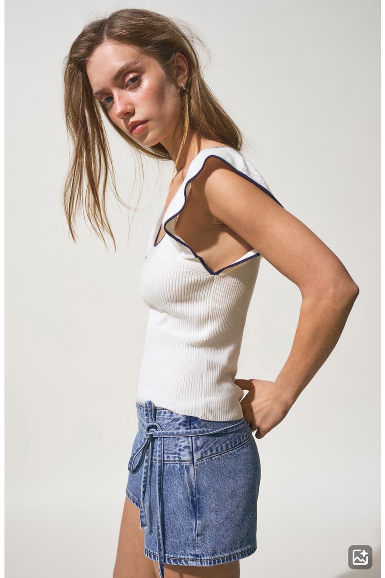 Kids' Two-Tone Ruffled Top, Alternate, color, WHITE