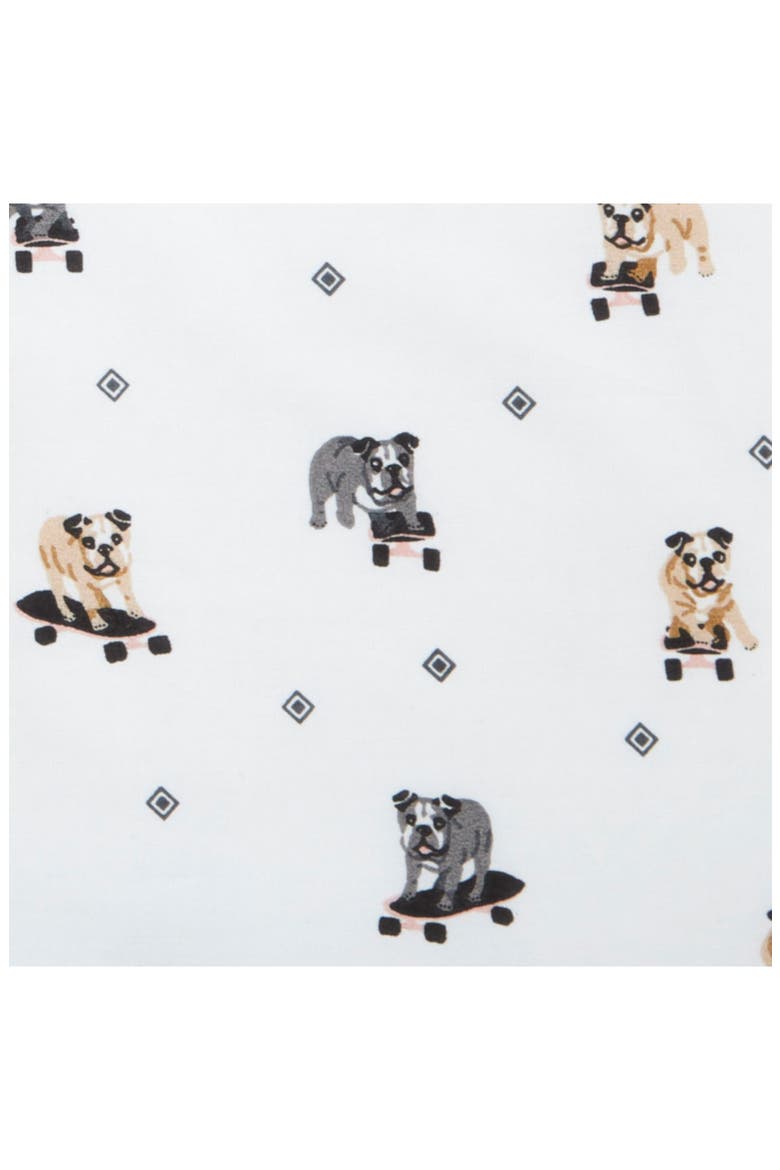 Skateboarding Bulldogs 200 Thread Count Cotton Percale Sheet Set, Alternate, color, GREY