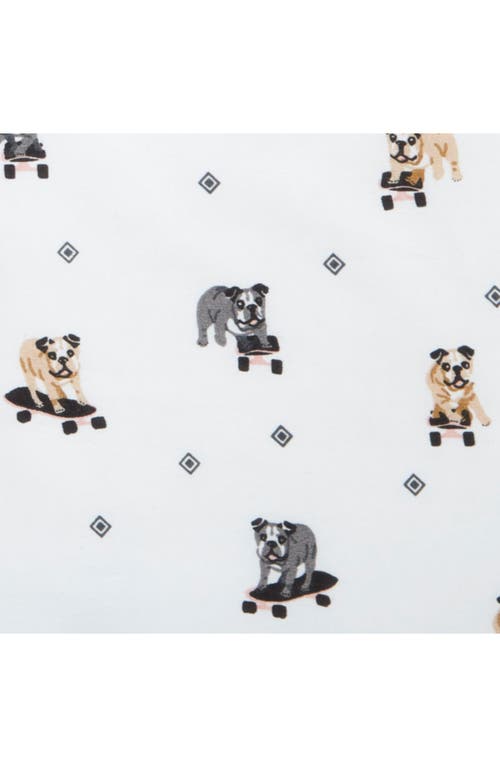 Poppy & Fritz Poppy And Fritz Skateboarding Bulldogs 200 Thread Count Cotton Percale Sheet Set In White