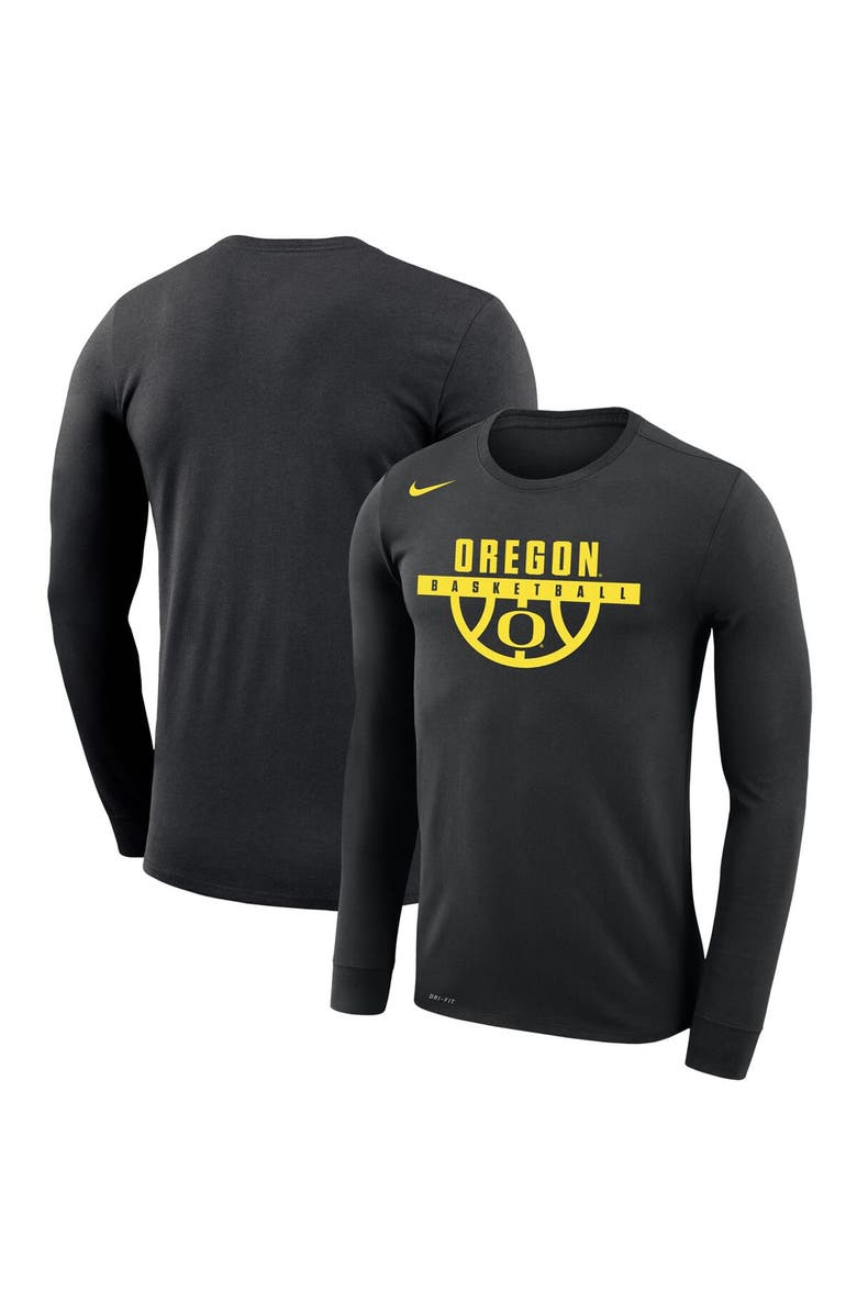 Nike Men's Nike Black Oregon Ducks Basketball Drop Legend Long Sleeve Performance T-Shirt, Alternate, color,