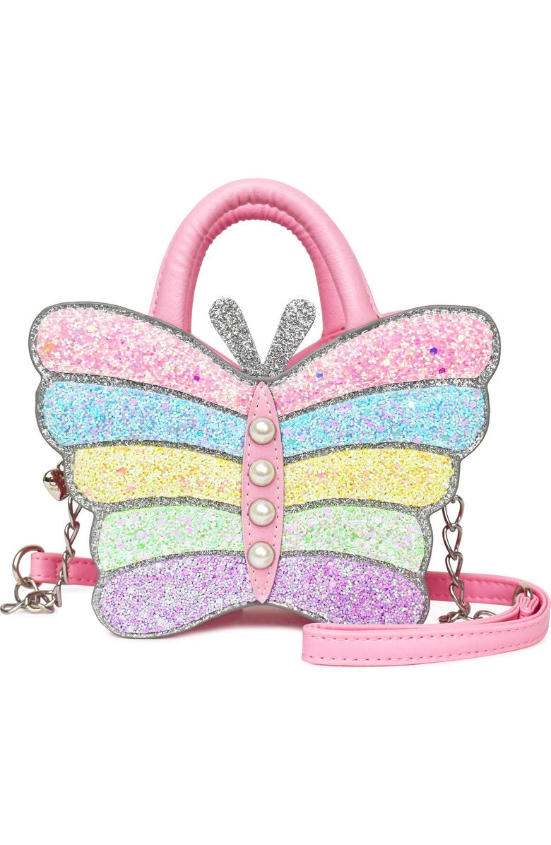 OMG Accessories Kids' Butterfly Glitter Crossbody Bag, Main, color, Lollipop