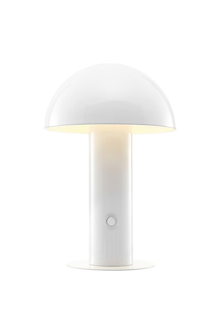 Boletus Contemporary Bohemian Rechargeable/Cordless Iron Integrated Portable LED Mushroom Table Lamp, Main, color, White