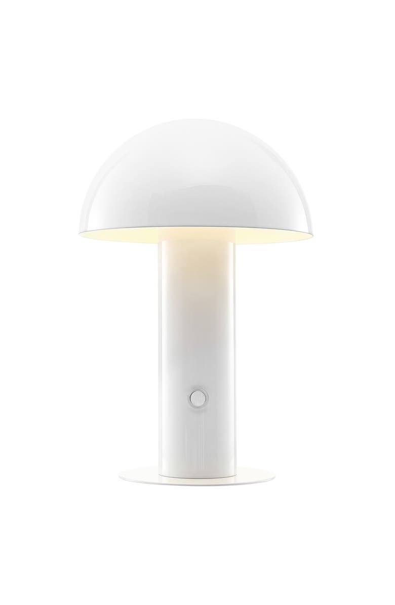 JONATHAN Y Boletus Contemporary Bohemian Rechargeable/Cordless Iron Integrated Portable LED Mushroom Table Lamp, Main, color, White