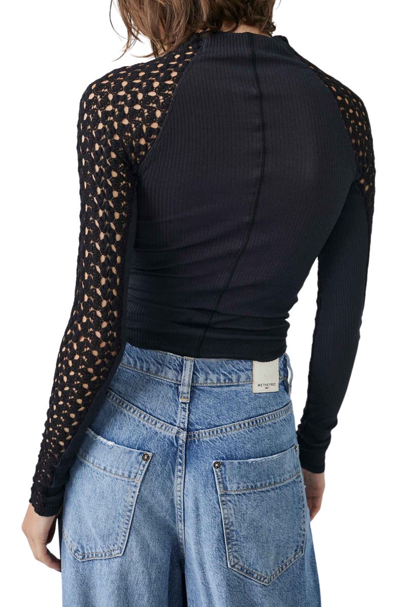 Free People Clemente Mixed Media Stretch Cotton Top, Alternate, color,