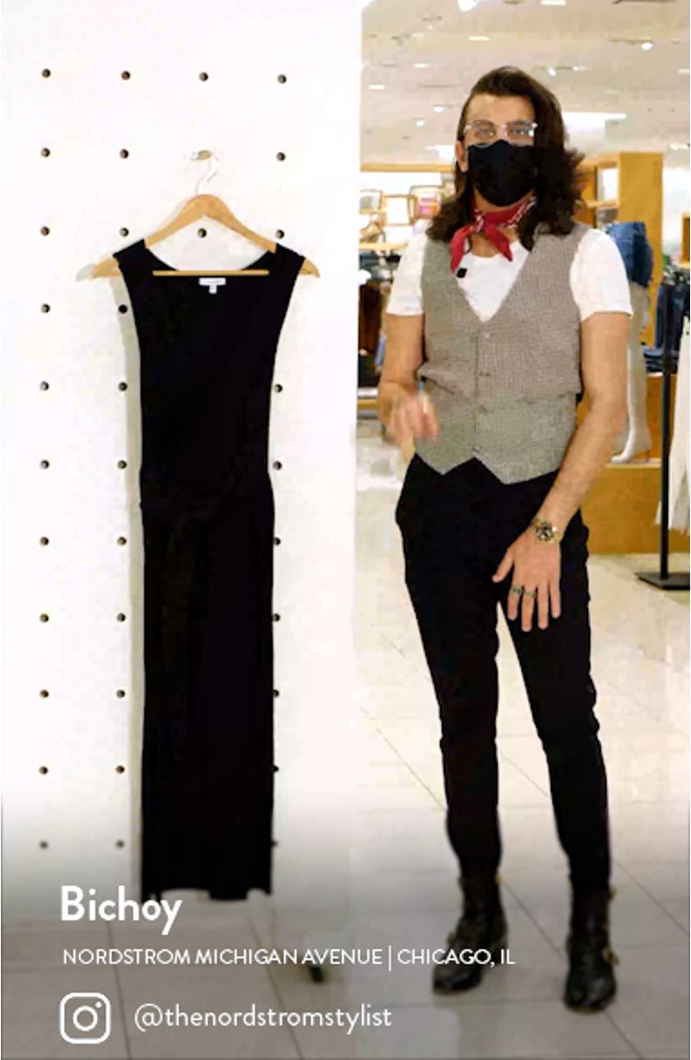 Good American Rib Knit Tie Waist Midi Dress, sales video thumbnail