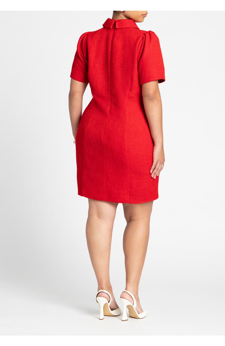 ELOQUII Tweed Mini Shirt Dress, Alternate, color, Red