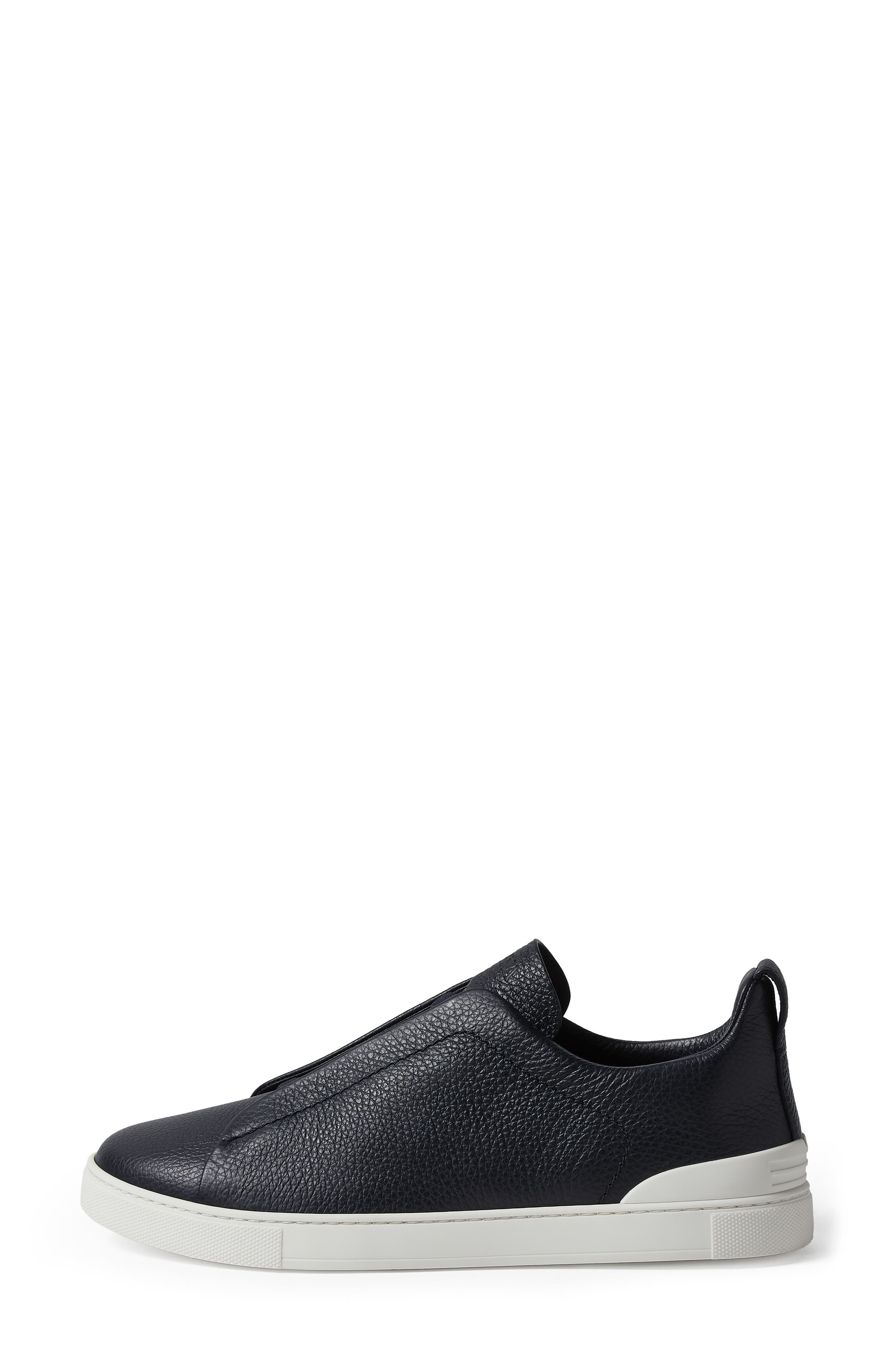 Triple Stitch™ Leather Slip-On Sneaker, Alternate, color, NAVY