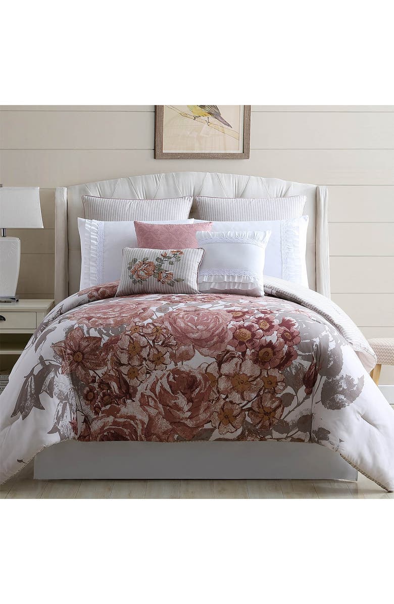 Modern Threads King/California King Fiona Embellished Comforter Set - Off-White/Rose, Alternate, color, 