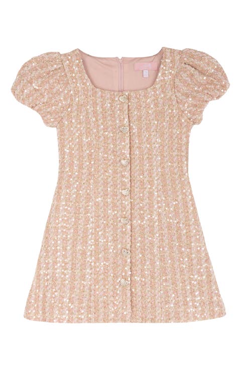 Kids' Juliette Sequin Bouclé Shift Dress