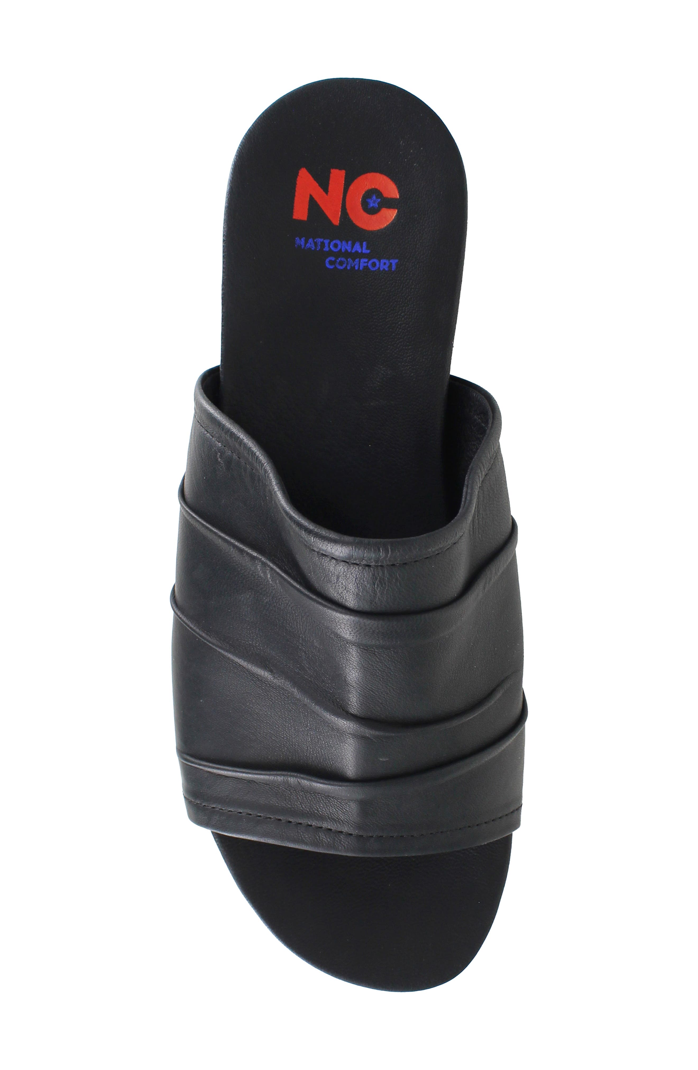 National Comfort Kayci Scrunched Platform Slide Sandal, Alternate, color, Black Leather