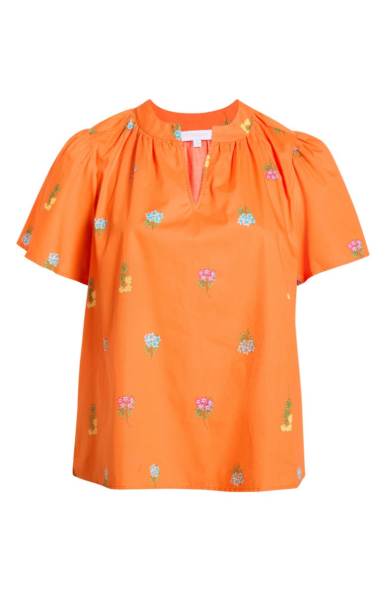 SUGARLIPS Floral Cotton Split Neck Top, Alternate, color, Orange-Multi