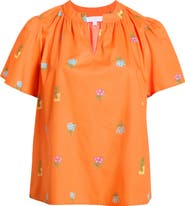 SUGARLIPS Floral Cotton Split Neck Top