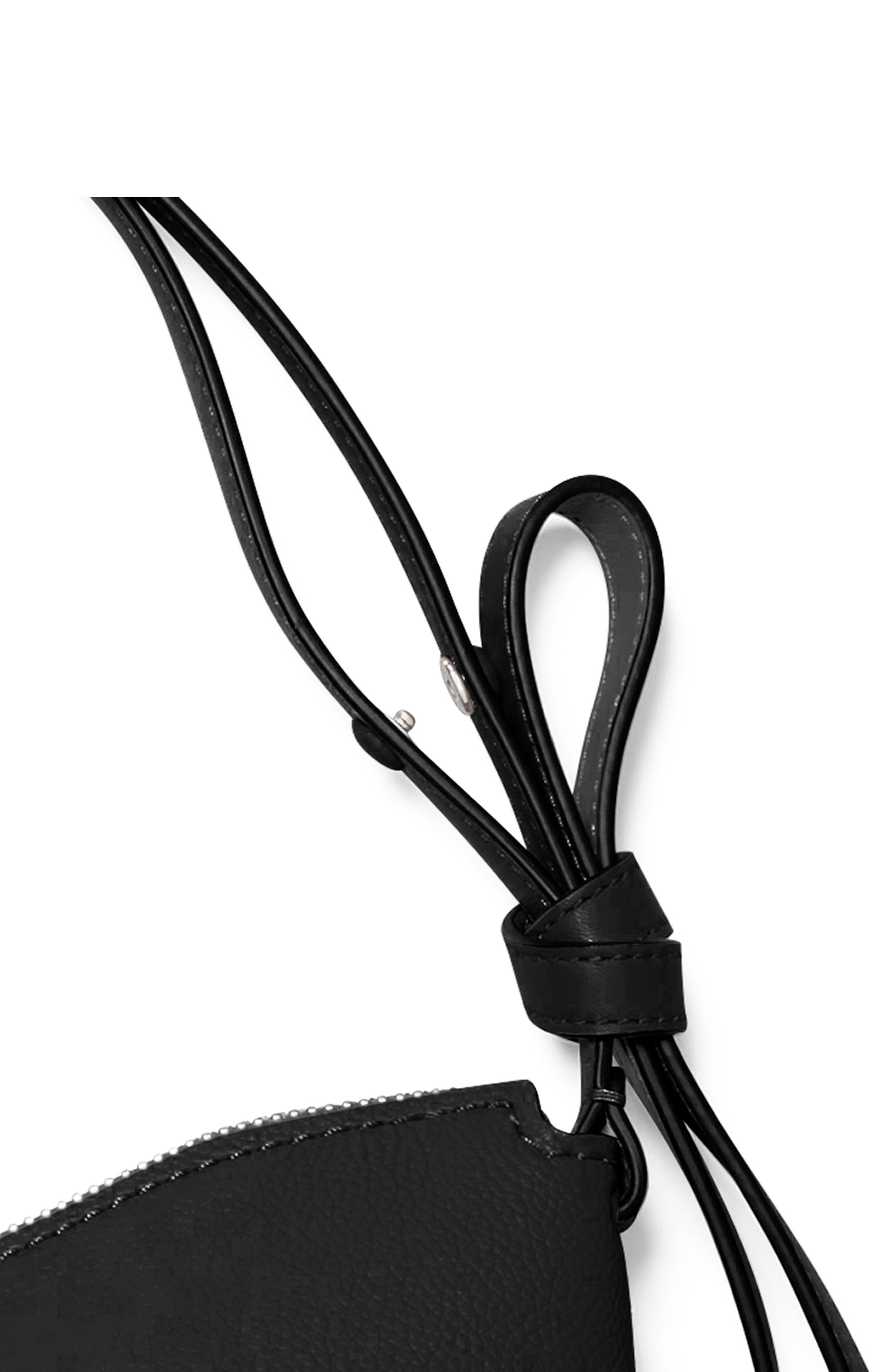 Loop Pebbled Leather Shoulder Bag, Alternate, color, BLACK