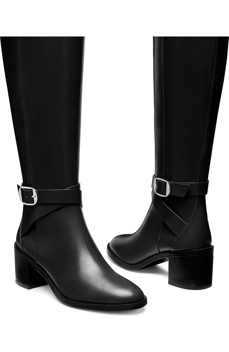 Stuart Weitzman Esme Belted Zip Boot, Alternate, color, Black