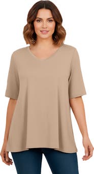 Jessica London Stretch Knit V-Neck Swing Tunic