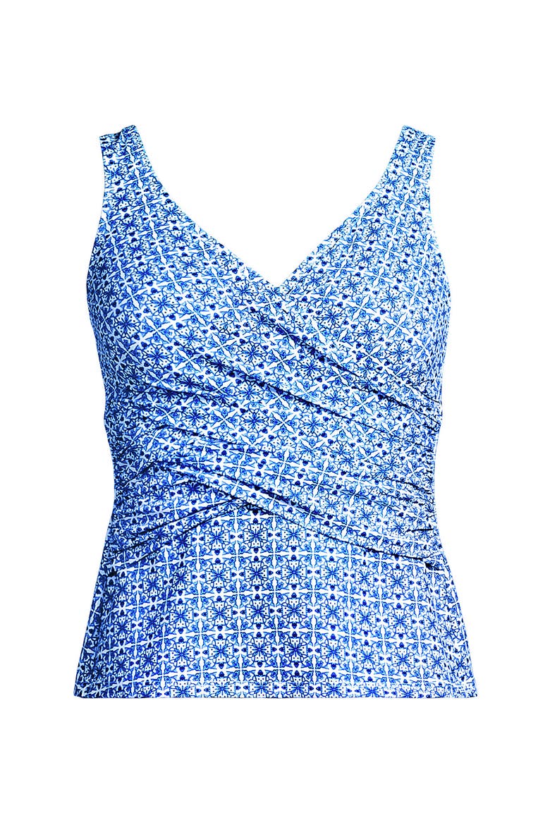 Slender Suit Tummy Control Wrap Tankini Swimsuit Top, Alternate, color, White Mosaic Mini Tile