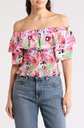 BY DESIGN Laura Floral Ruffle Short Sleeve Top