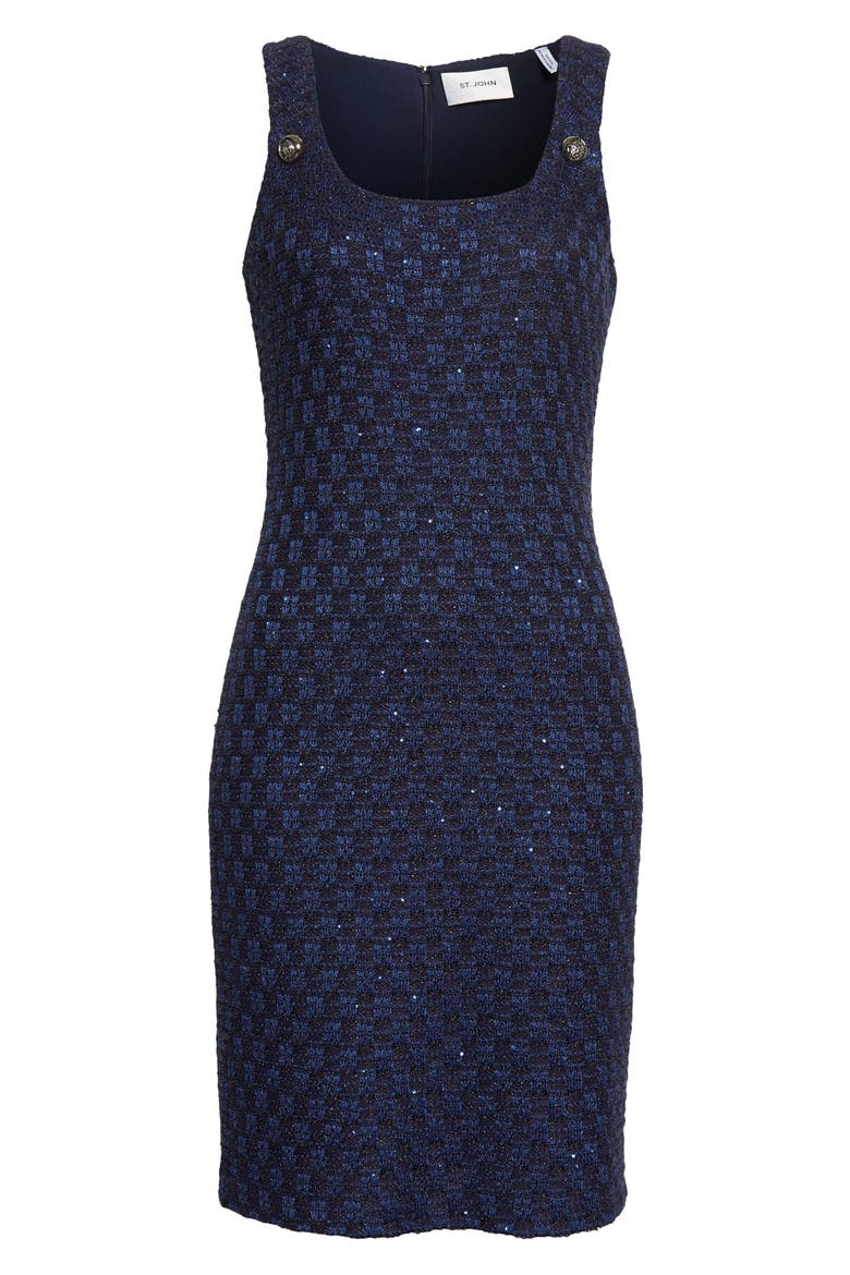 Sequin Check Knit Cocktail Minidress, Alternate, color, NAVY MULTI