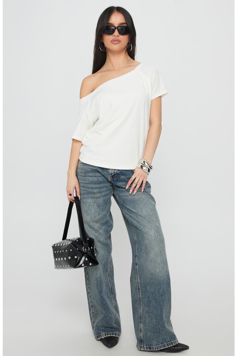 Icon Baby Off the Shoulder Cotton Blend Top, Alternate, color, WHITE