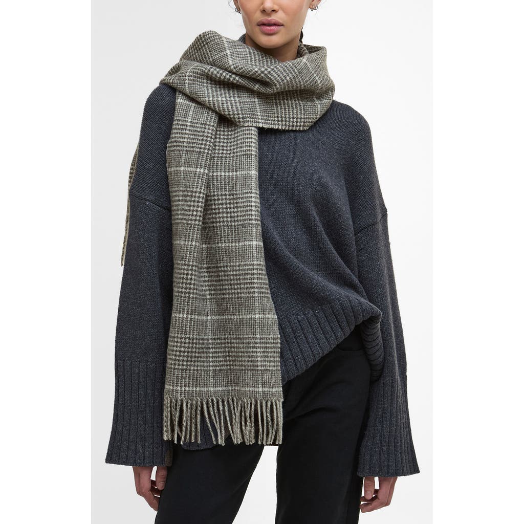 Barbour Noelle Check Wool Scarf In Gray