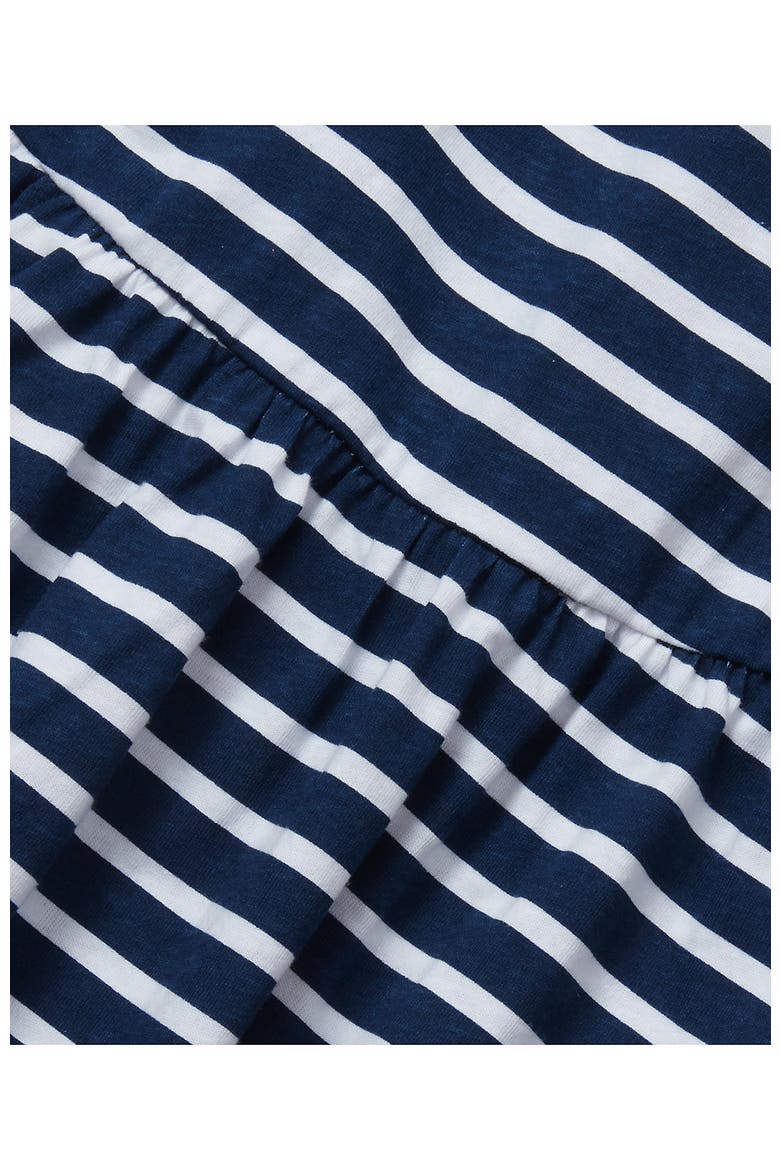 Girls Plus Long Sleeve Gathered Waist Jersey Dress, Alternate, color, Navy/White Stripe