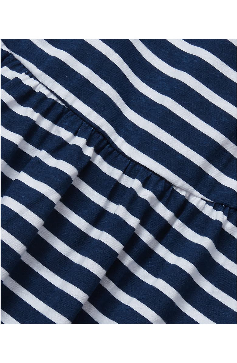 Lands' End Girls Long Sleeve Gathered Waist Jersey Dress, Alternate, color, Navy/White Stripe