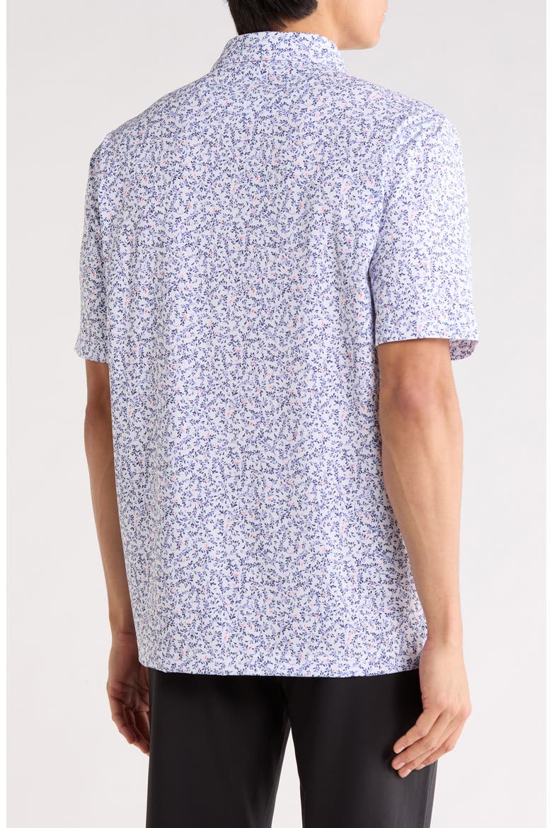 Ocean Floral Print Knit Polo, Alternate, color, WHITE