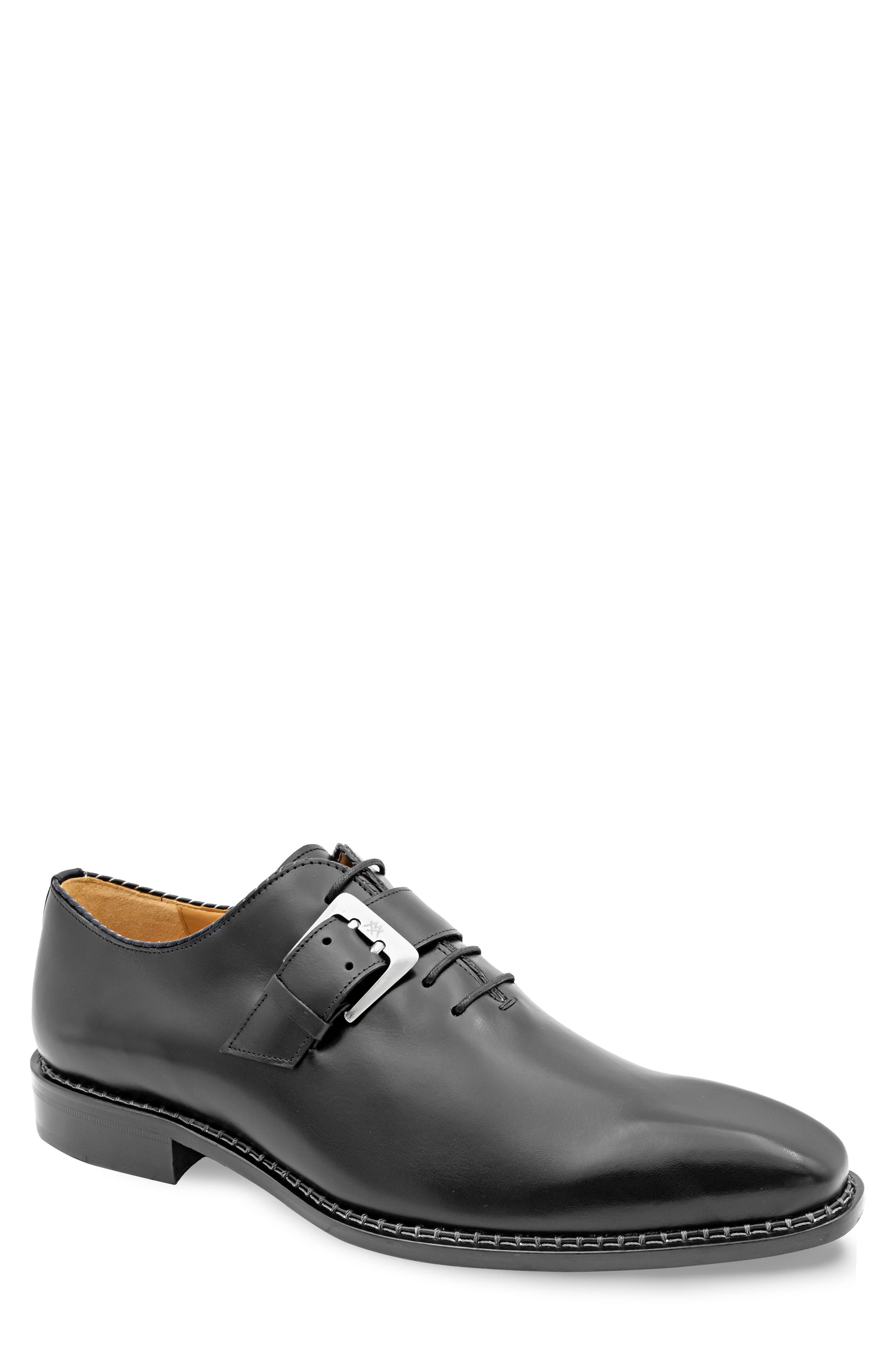 Mezlan Machado Buckle Strap Wholecut Shoe, Main, color, Black