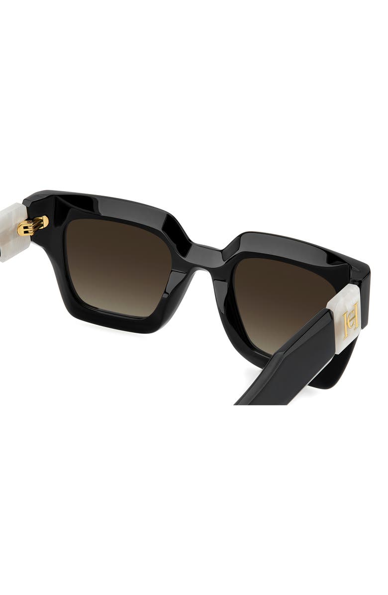 Carolina Herrera Her 49mm Square Sunglasses, Alternate, color, Black Marble/ Brown Sf