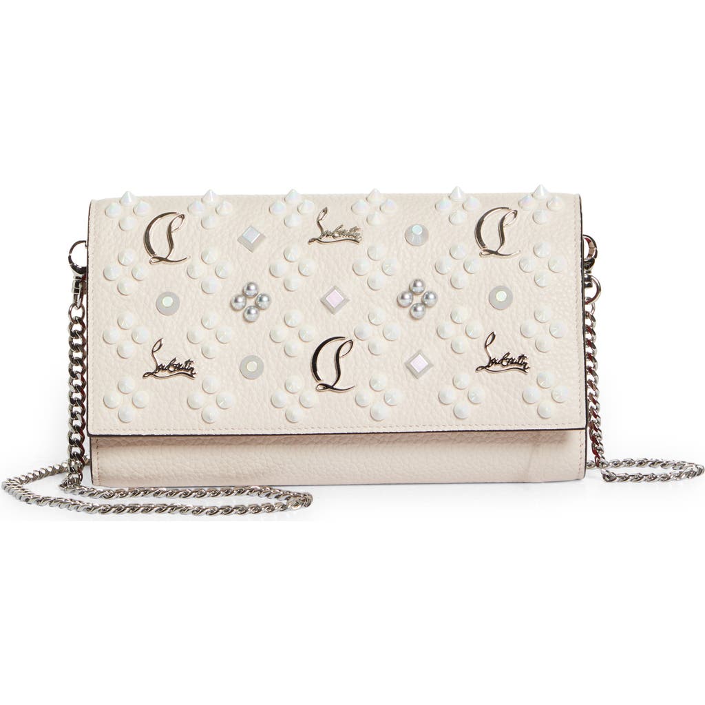 Christian Louboutin Paloma Loubinthesky Calfskin Wallet On A Chain In Gray