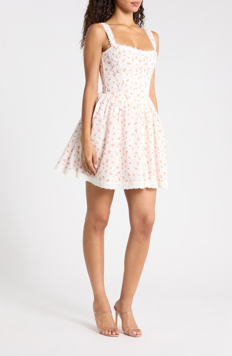 HOUSE OF CB Ami Corset Minidress, Alternate, color, White Dainty