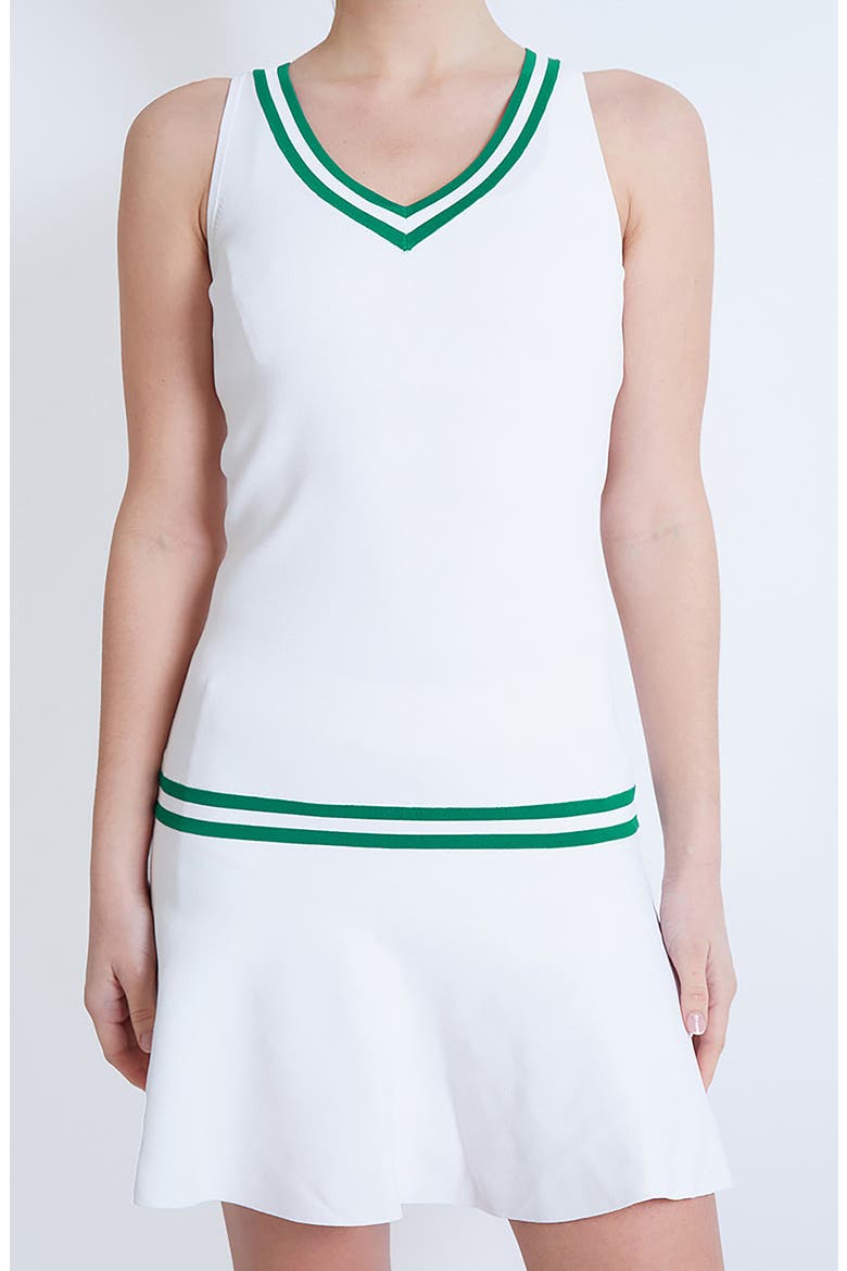 DROP WAIST KNIT DRESS WITH STRIPES, Main, color, WHITE