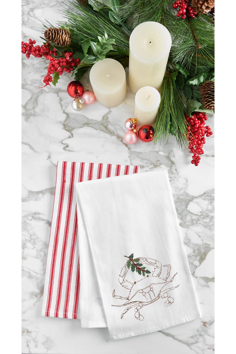 Sea Life Crab Cotton Dishtowel, Alternate, color, White