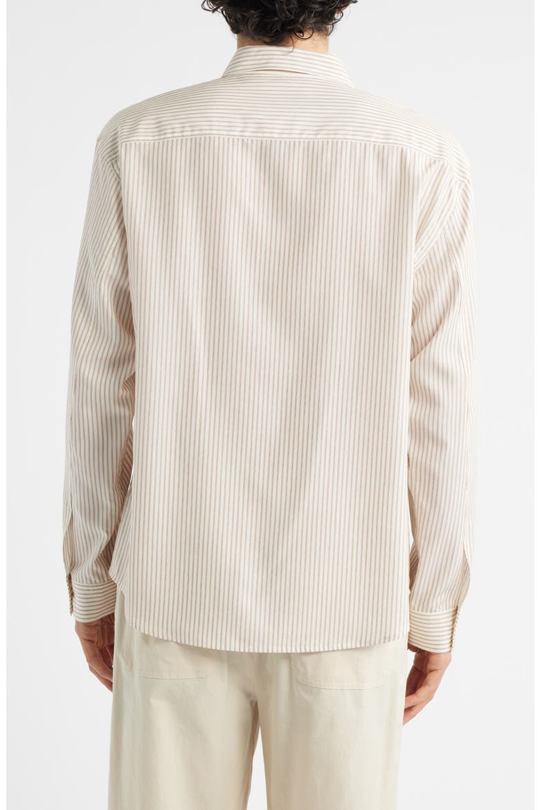 Stripe Relaxed Fit Button-Up Shirt, Alternate, color, BROWN STRIPE