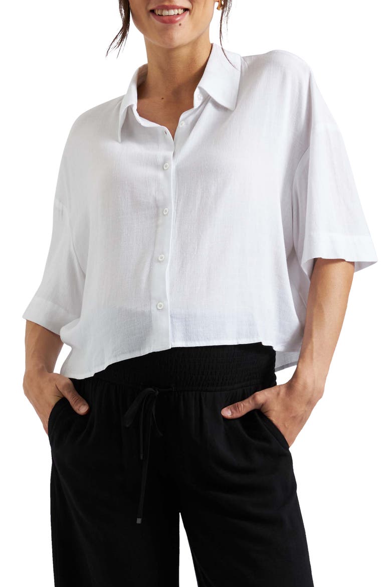 Farrah Crop Shirt, Main, color, WHITE