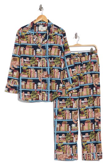 Printfresh Organic Cotton Poplin Pajamas In Multi