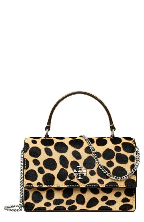 Tory Burch Mini Kira Genuine Calf Hair Top Handle Bag In Black