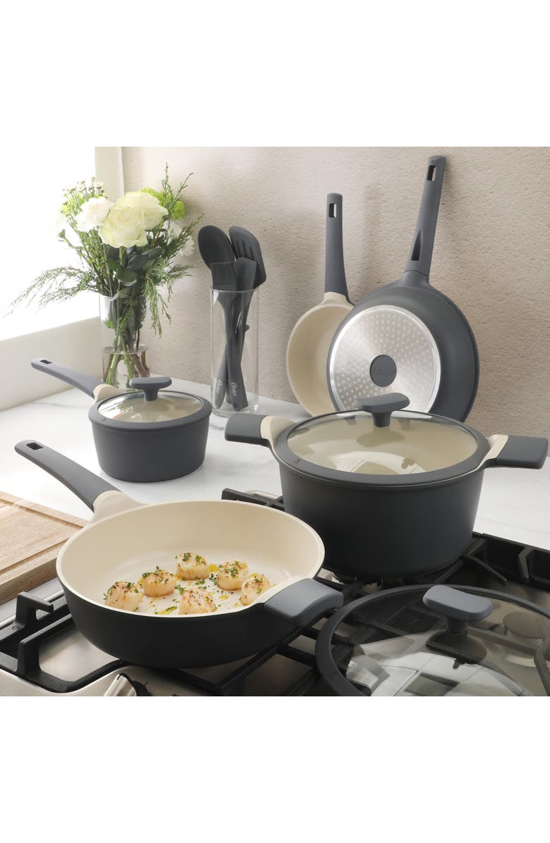 OSTER Rooney 4.1 Quart Ceramic Nonstick Cast Aluminum Saute Pan with Lid, Alternate, color, Grey