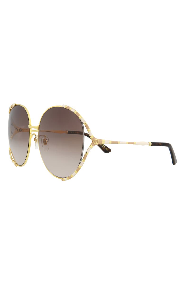 Gucci 64mm Gradient Oversize Round Sunglasses, Alternate, color, 