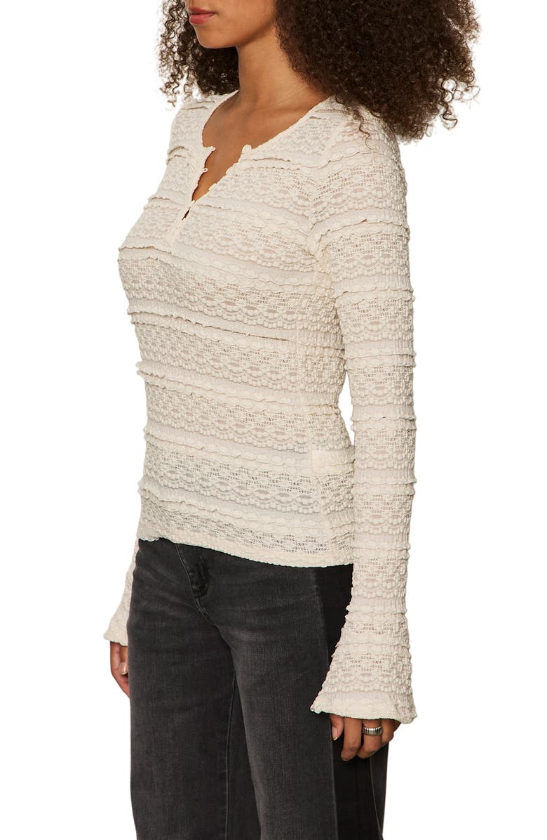 Sanctuary Lovely Lace Henley, Alternate, color, Vintage White